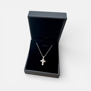 Collar Cruz Plata y Circones Redondos