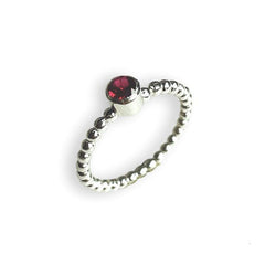 Anillo Bolitas Circón Rojo Granate - Unicus Joyas