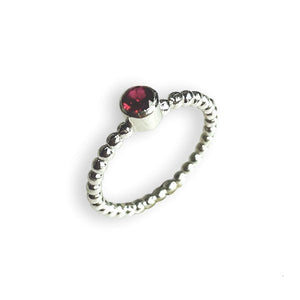 Anillo Bolitas Circón Rojo Granate - Unicus Joyas