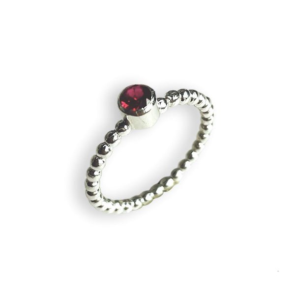 Anillo Bolitas Circón Rojo Granate - Unicus Joyas