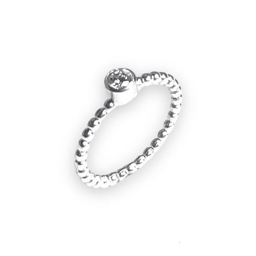 Anillo Bolitas Circón Transparente - Unicus Joyas