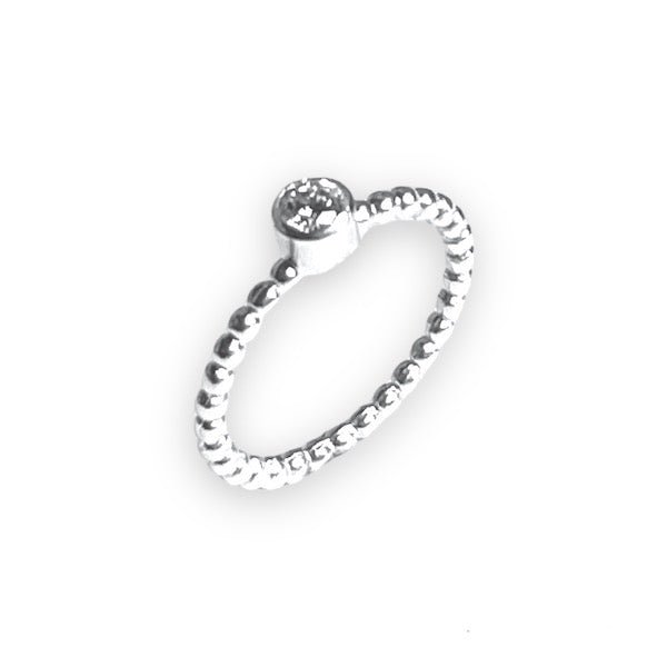 Anillo Bolitas Circón Transparente - Unicus Joyas