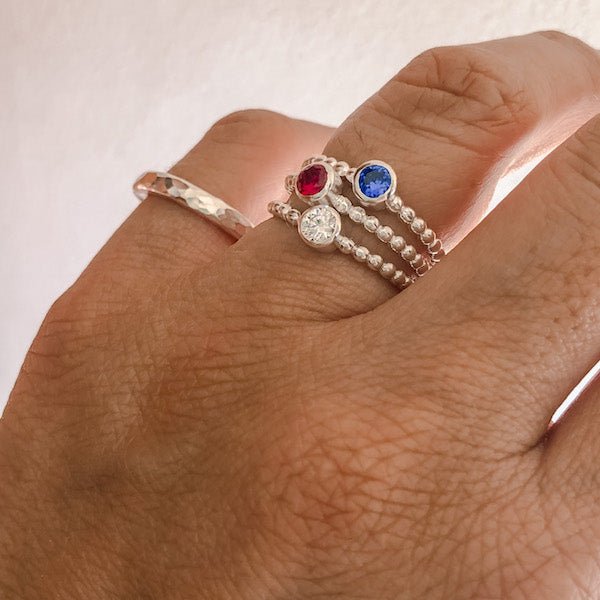 Anillo Bolitas Circón Transparente - Unicus Joyas