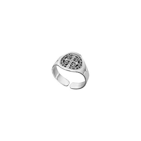 Anillo de Plata Sello San Benito - Unicus Joyas