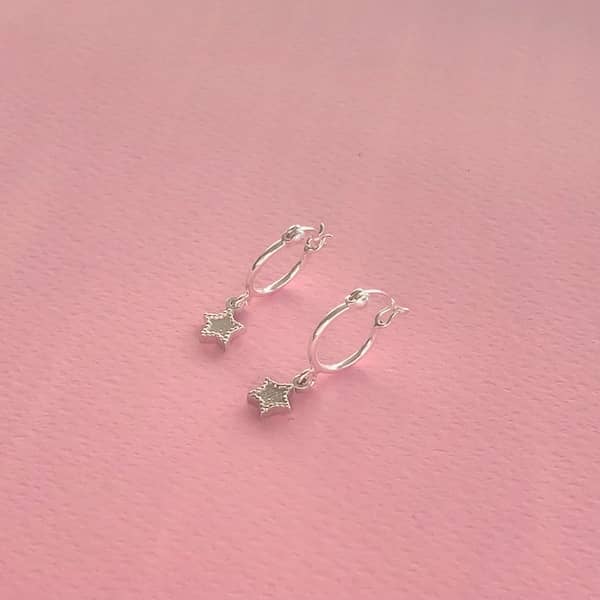 Aros Argollas Star Ruleteadas Plata - Unicus Joyas