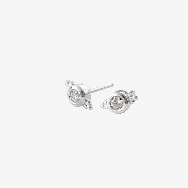 Aros de Plata 950 con Circón y 3 Bolitas - Unicus Joyas