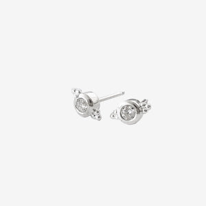 Aros de Plata 950 con Circón y 3 Bolitas - Unicus Joyas