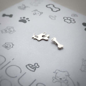 Aros de Plata Perrito y Hueso Plata - Unicus Joyas