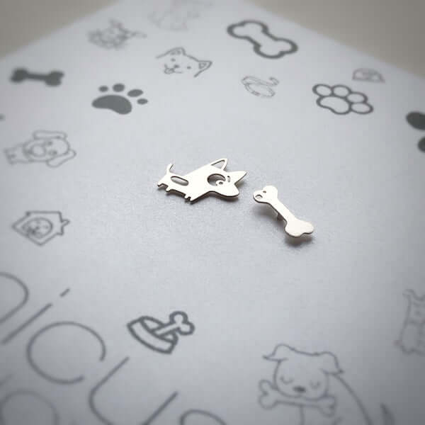 Aros de Plata Perrito y Hueso Plata - Unicus Joyas