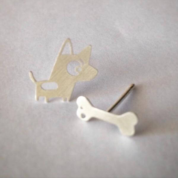 Aros de Plata Perrito y Hueso Plata - Unicus Joyas