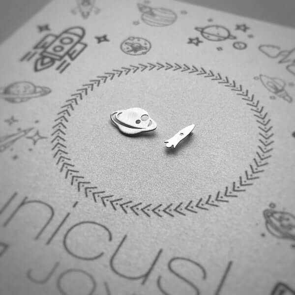 Aros de Plata Saturn & Rocket Plata - Unicus Joyas