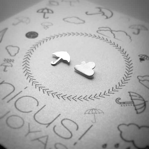 Aros de Plata Umbrella & Cloud Plata - Unicus Joyas