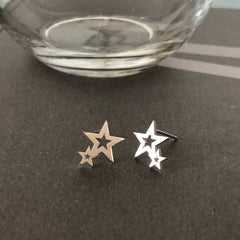 Aros Doble Estrella Plata - Unicus Joyas