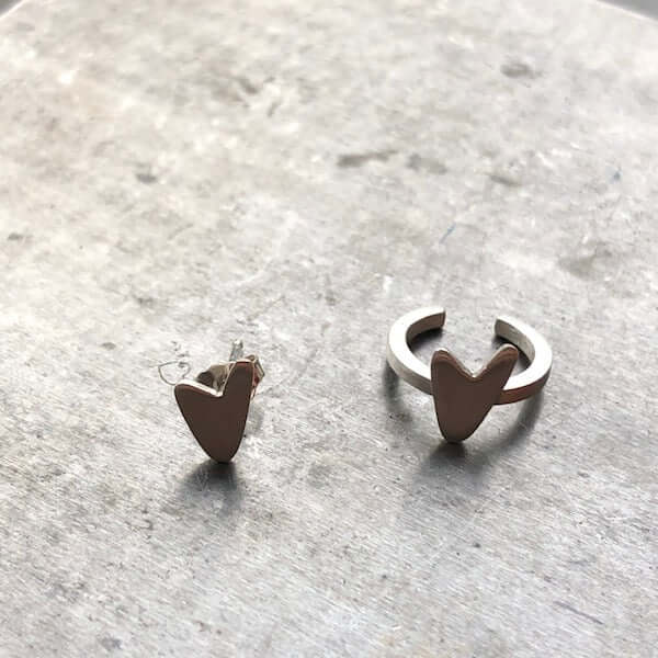 Aros Plata Mini Love Heart EarCuff and Love Sud - Unicus Joyas