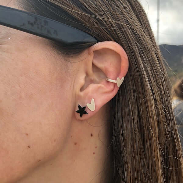 Aros Plata Mini Love Heart EarCuff and Love Sud - Unicus Joyas