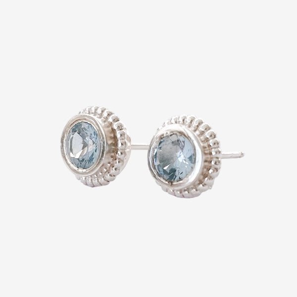 Aros Rosario de Plata 950 Ruleteado y Circón de Color - Unicus Joyas