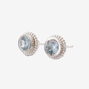 Aros Rosario de Plata 950 Ruleteado y Circón de Color - Unicus Joyas