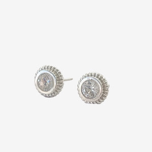 Aros Rosario de Plata 950 Ruleteado y Circón de Color - Unicus Joyas