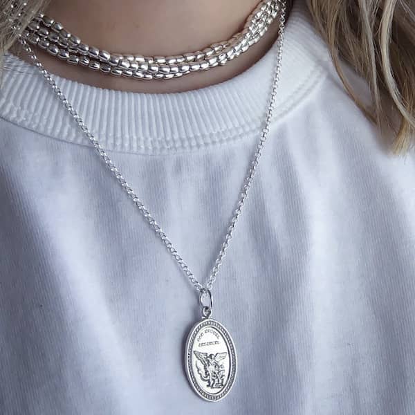 Cadena Arcángel Miguel Plata - Unicus Joyas