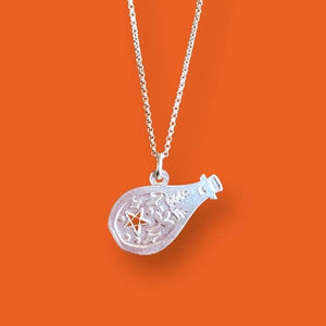Cadena Botella Poison Plata Halloween - Unicus Joyas