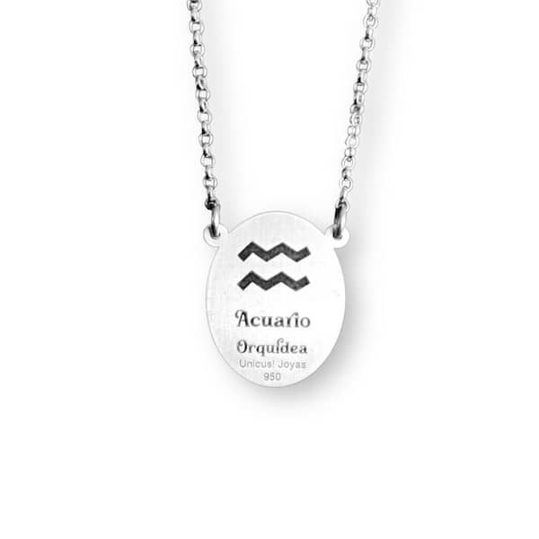 Collar Horóscopo Acuario y Orquídea