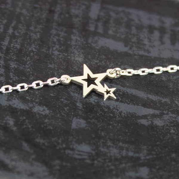 Pulsera Cadena Doble Estrella de Plata