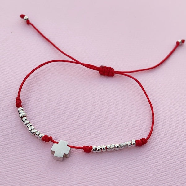 Pulsera Cruz Cuadrada de Plata