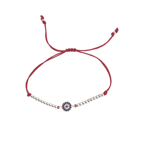 Pulsera Bolitas y Ojito Microcircones Plata