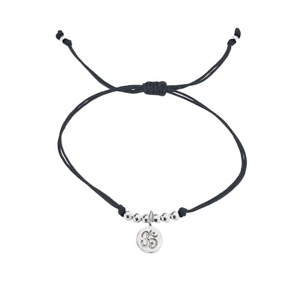 Pulsera Om Hilo Negro Plata
