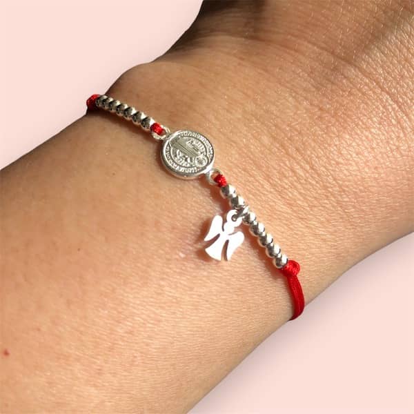 Pulsera Link San Benito Mini y Angel Protector