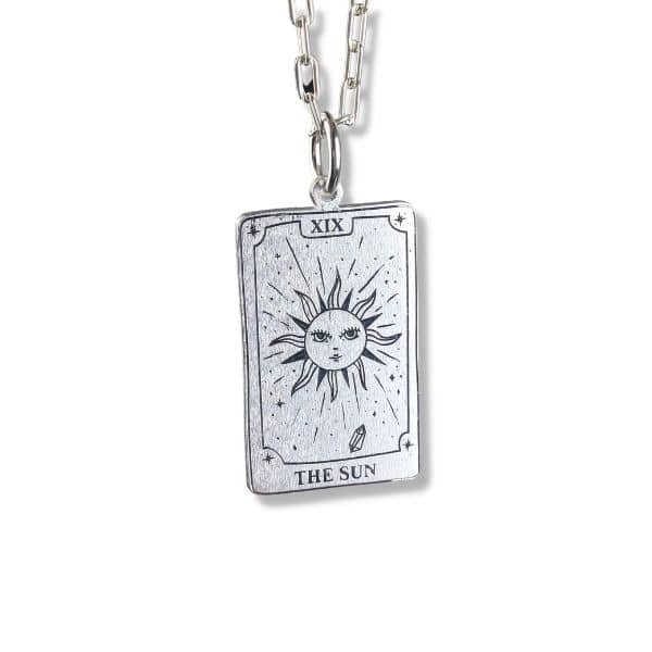 Collar y Carta Tarot de Plata El Sol