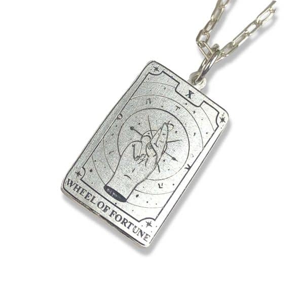 Collar Carta Tarot Plata Rueda de La Fortuna