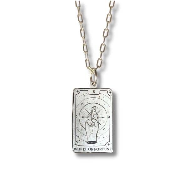 Collar Carta Tarot Plata Rueda de La Fortuna