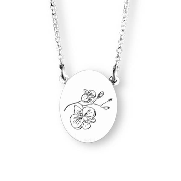 Collar Horóscopo Acuario y Orquídea - Unicus Joyas