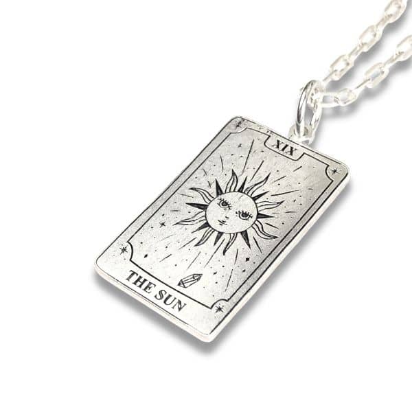 Collar y Carta Tarot de Plata El Sol - Unicus Joyas